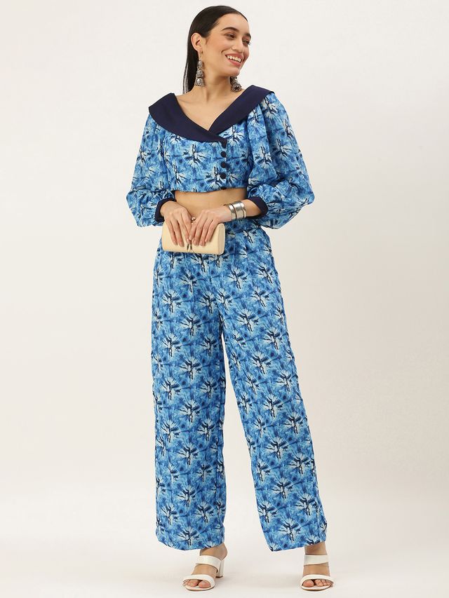 Bollywood Vogue Ready To Wear Blue Muslin Co ords Set