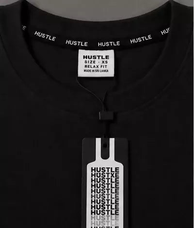 HUSTLE Black Oversized Plain T-Shirt