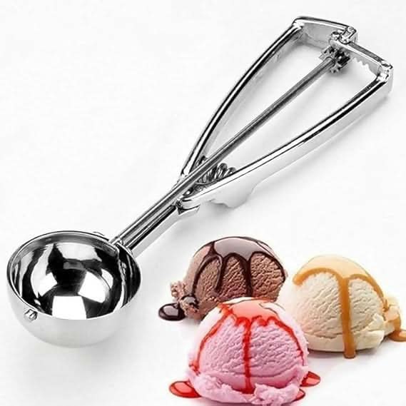 Stainless Steel Easy Trigger Ice Cream Scoop & Serving Spoon (Big Size