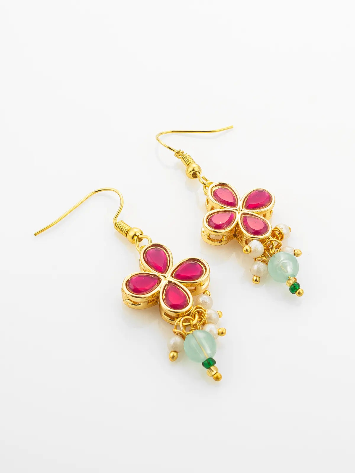 Aadita Gold Plated Double Layered Pearl Chain Necklace with Floral Pendant