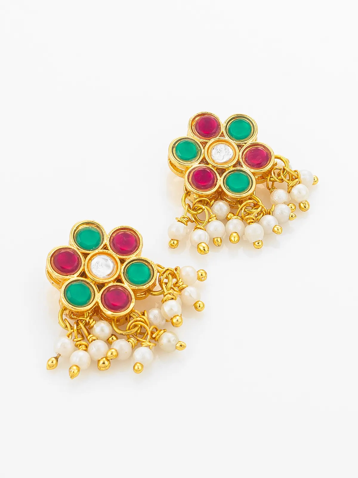 Aadita Multi-Color Kundan Gold Plated Choker Necklace with Pearl Hangings