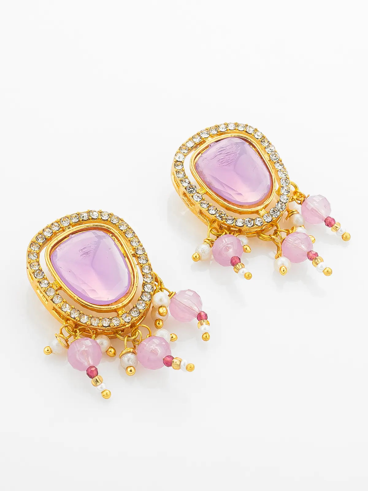 Aadita Gold Plated Lavender Stone Kundan Choker Necklace Set