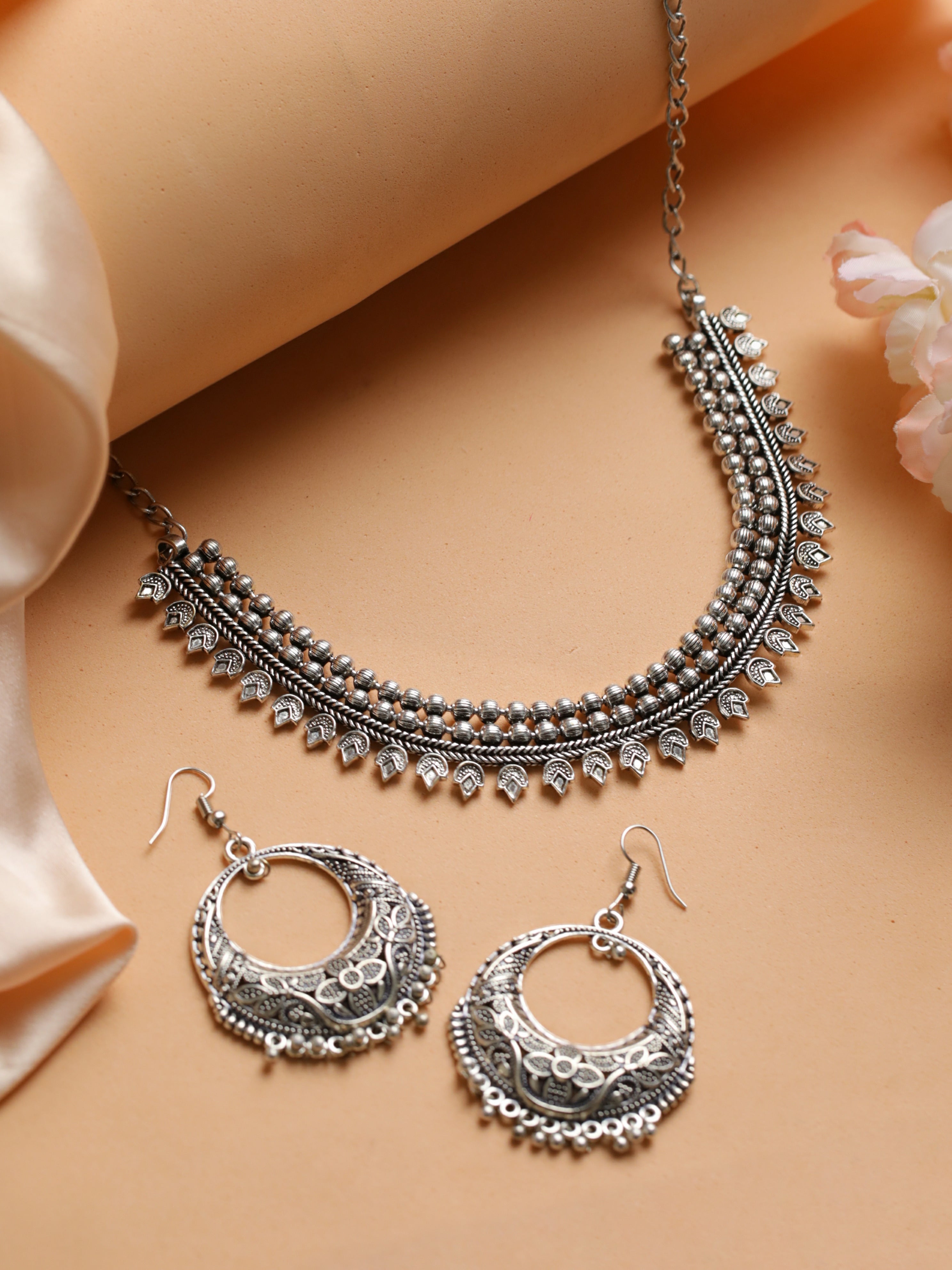 Silver-Toned & German Silver-Plated & Oxidised Jewellery Set