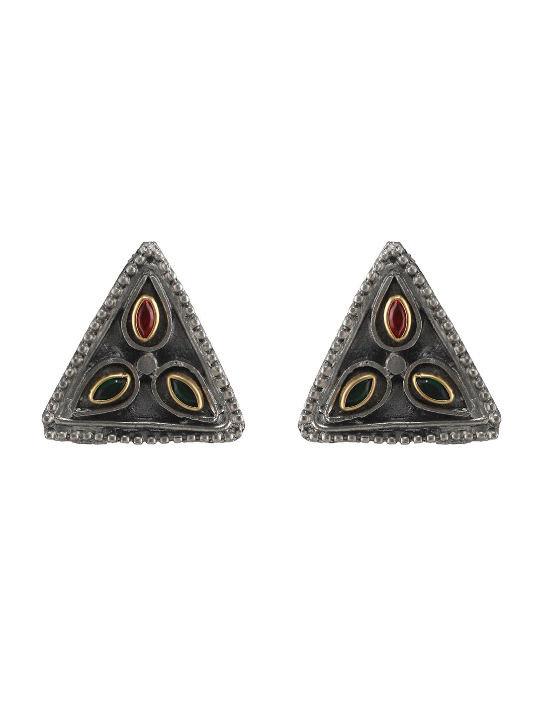 Oxidised Silver-Plated & Kundan Studded & Ghungroo Beads Handcrafted Jewellery Set