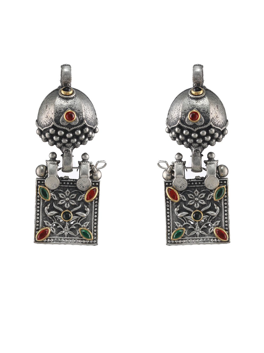Silver-Plated Kundan-Studded & Beaded Jewellery Set