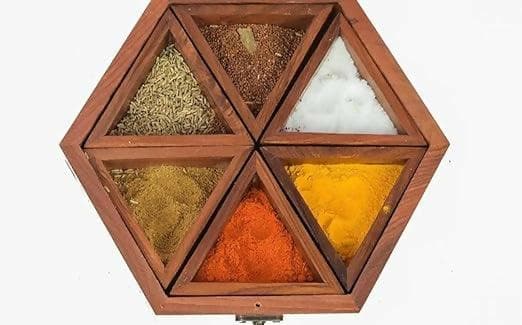 Hexagonal spice storage box with Glass top for Kitchen - HalfPe