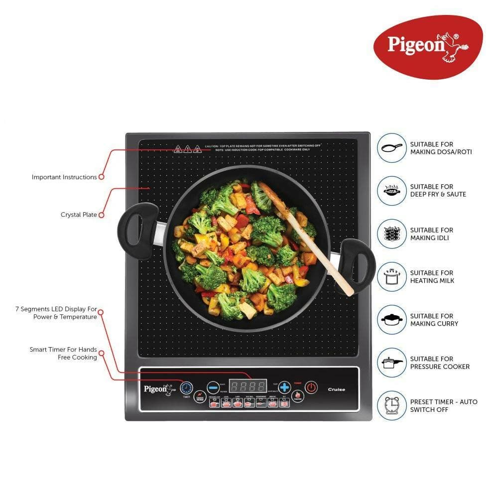 Pigeon Cruise 1800 watt Induction Cooktop (Black) - HalfPe