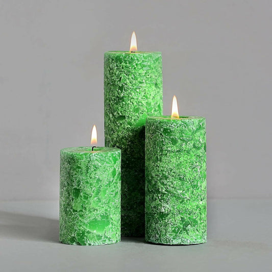 PROSPERRO LUMO Paraffin Wax By Parkash Candles Set Of 3 Fragrance Pillar Candles Marble Finish (Lemon Grass Fragrance) - HalfPe