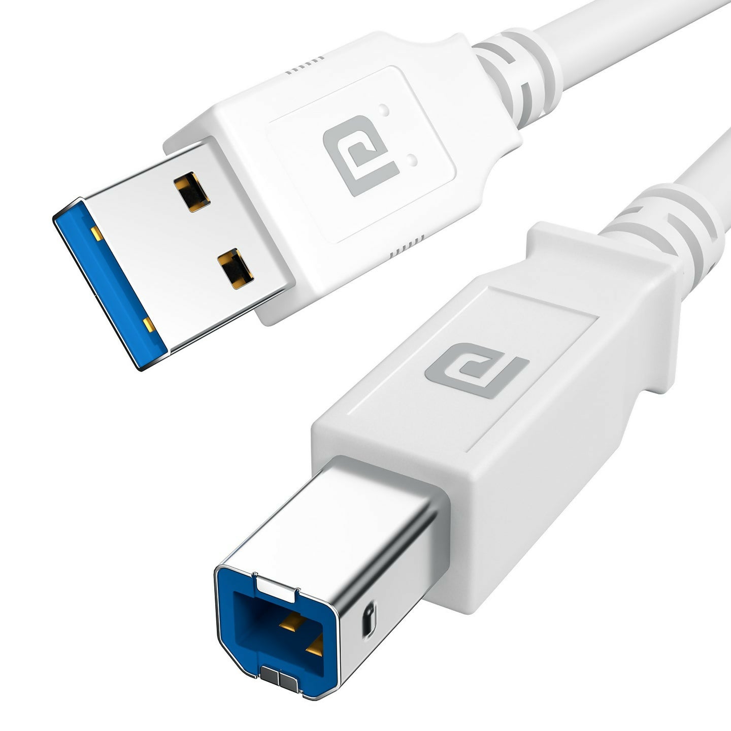Portronics Printlink 3 USB A to USB B Printer Cable – 3 Meter High-Speed USB Cable for Printers & Compatible Devices - White