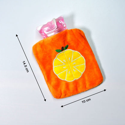 Orange Small Hot Water Bag with Cover with Pain Relief for Neck, Shoulder, Hands, Feet & Cramps