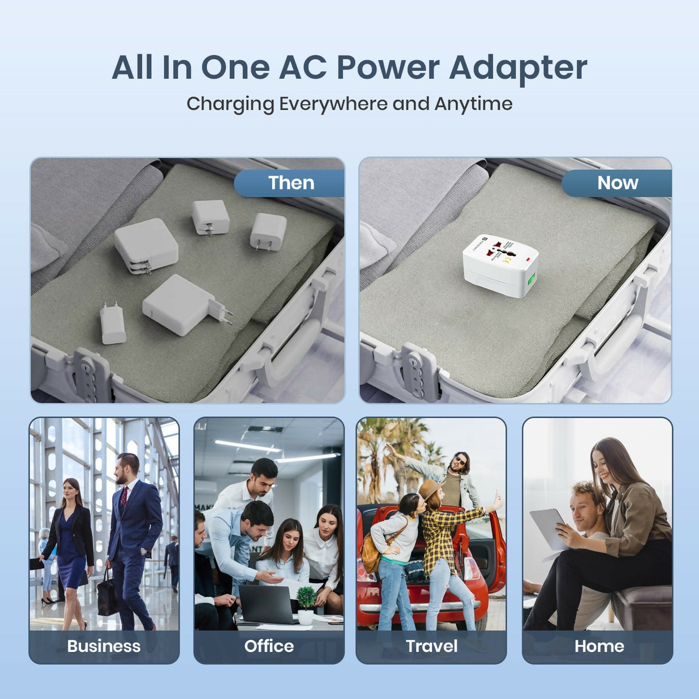Portronics Juicemate Go Universal Travel Adapter with 6A AC Socket, Universal Outlet, International Travel Plug for USA, UK, EU, Australia & 150+ Countries – White