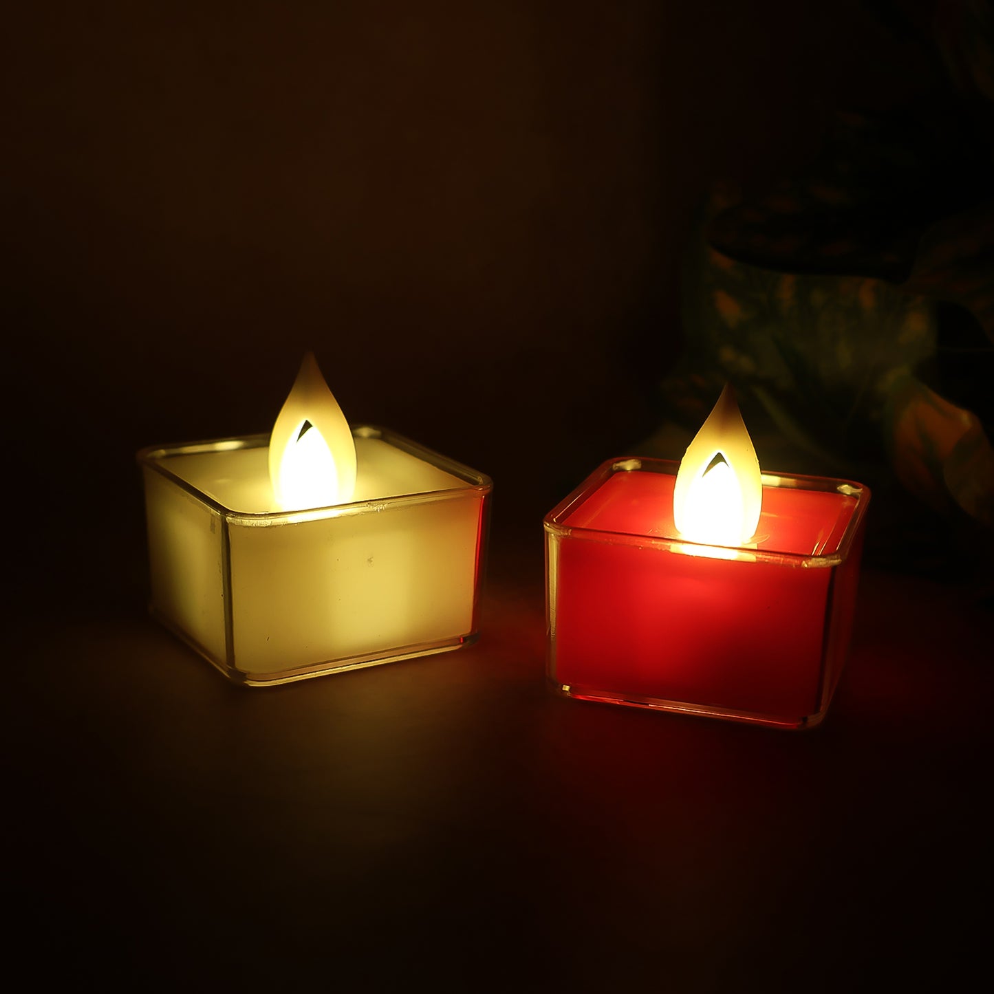 Square LED Flameless Decorative Tealight Candles with Battery Operated Multicolor Lights with Flickering Flame Effect - (9 Pc  Set)