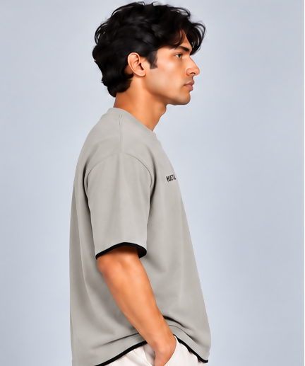 HUSTLE Men's Crew Neck Oversized T-Shirt – Lite Cement