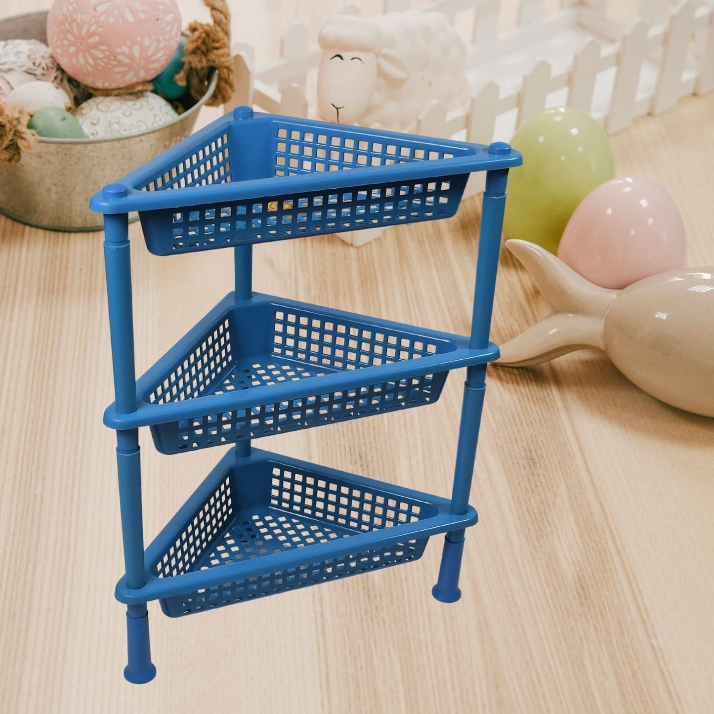 3-Tier Triangle Storage Rack Plastic Shelf for Kitchen & Bathroom