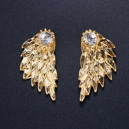 Heavenly Extravaganza: Gold Geometric and Angel Wing Earrings Combo Set of 2