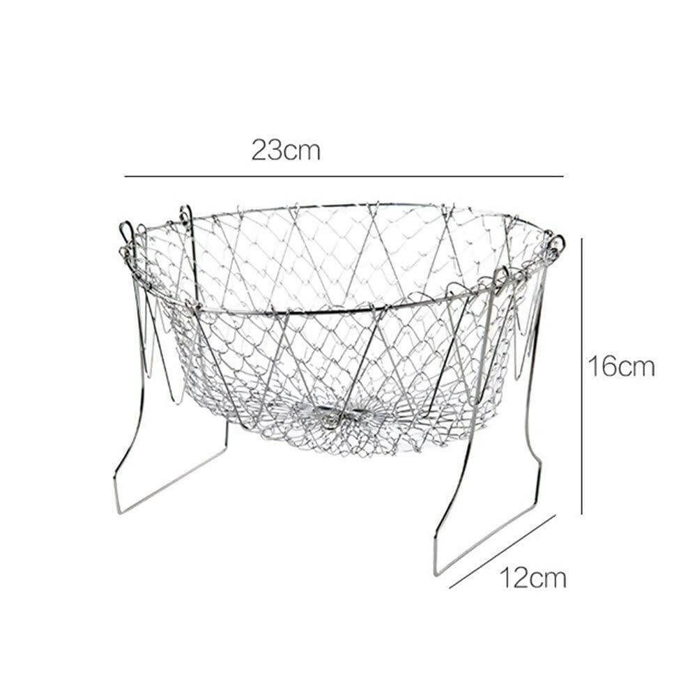 Stainless Steel Foldable Cooking Mesh Basket - HalfPe