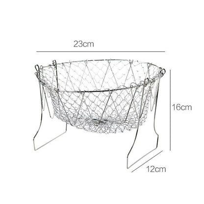 Stainless Steel Foldable Cooking Mesh Basket - HalfPe