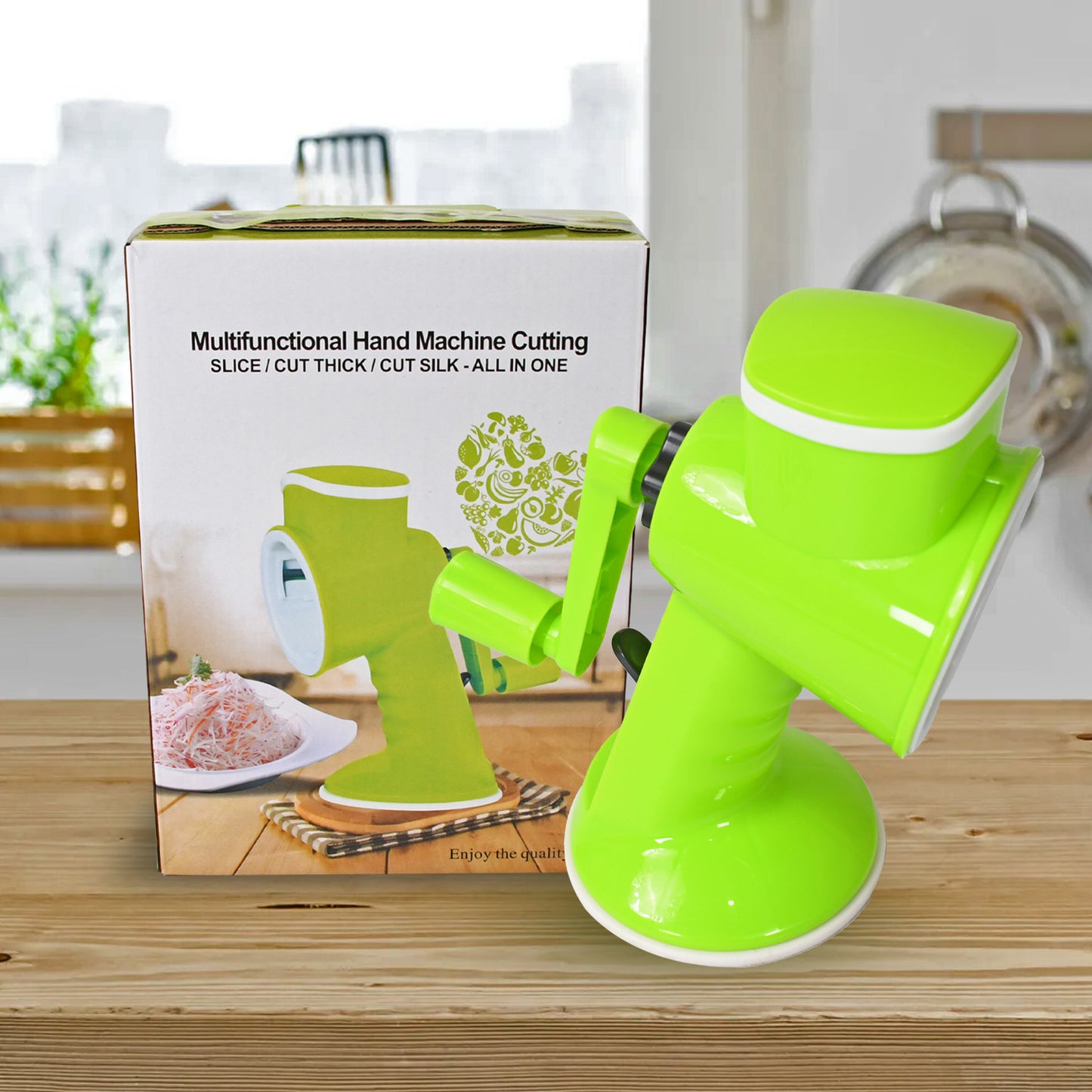 6 In 1 Multi Functional Vegetable Cutter & Slicer Hand Machine Cutting Slice Cut Thick Cut Silk All In One Vegetable Chopper Cutter  Slicing Cutter Barrel - Vegetable Grater With 6 Removable Blades
