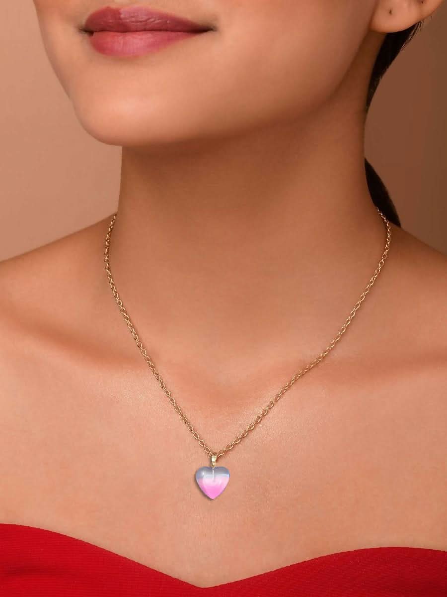 Dual Tone Heart Crystal Necklace Set – 3 Colors pinapes