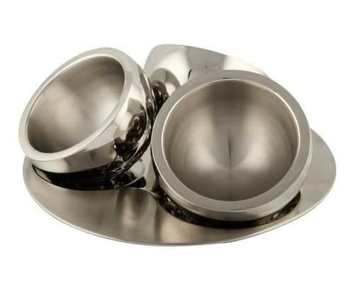 Stainless steel 3 pcs tilt bowl with tray candy