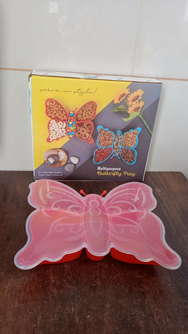 5 Compartment Multipurpose Butterfly Plastic Tray (1 Pc) ABHI Mobiles