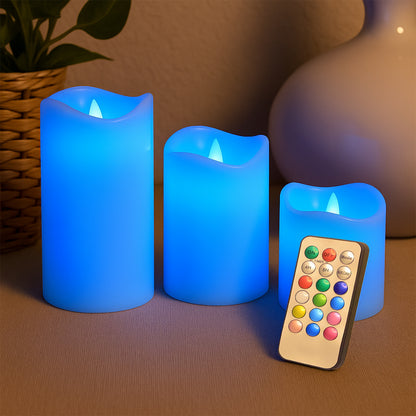 Premium 3 Piece Led Flameless Candle Set With Remote Control