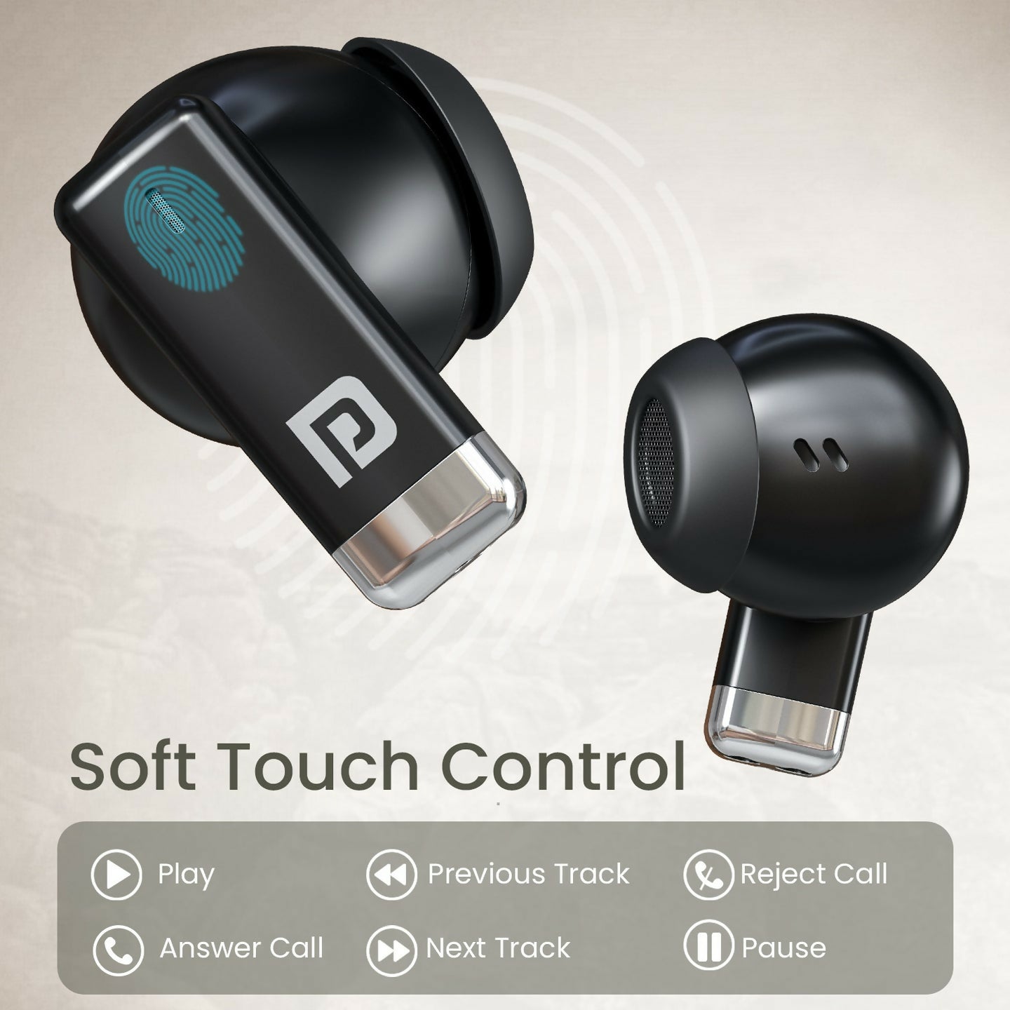 Portronics Twins one in Ear Earbuds with Deep Bass, Upto 30 Hours Playtime,13mm Dynamic Driver, Game/Music Mode, Bluetooth V6.0, Voice Assistant, Type C Fast Charging Buds, Lightweight Design(Black)