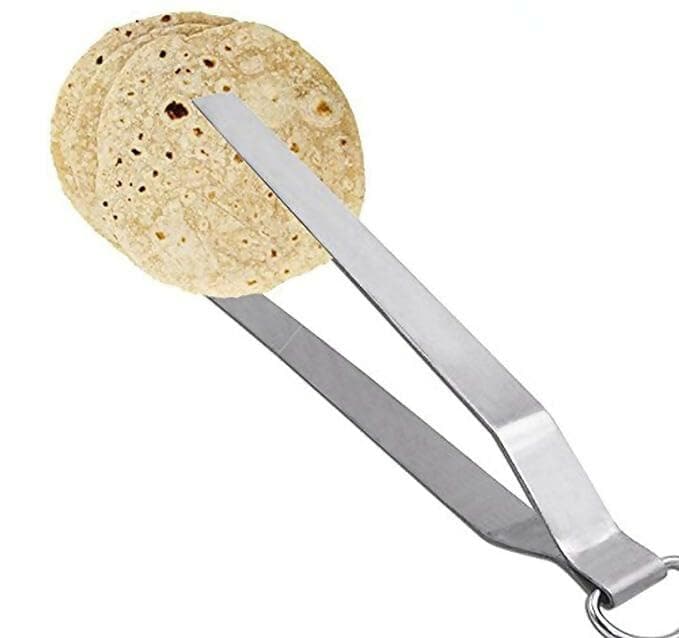 Stainless-steel kitchen combo pack of Pakkad (utensil holder), Roti chimta (roti flipper), and utensil stand (pack of 3) - HalfPe