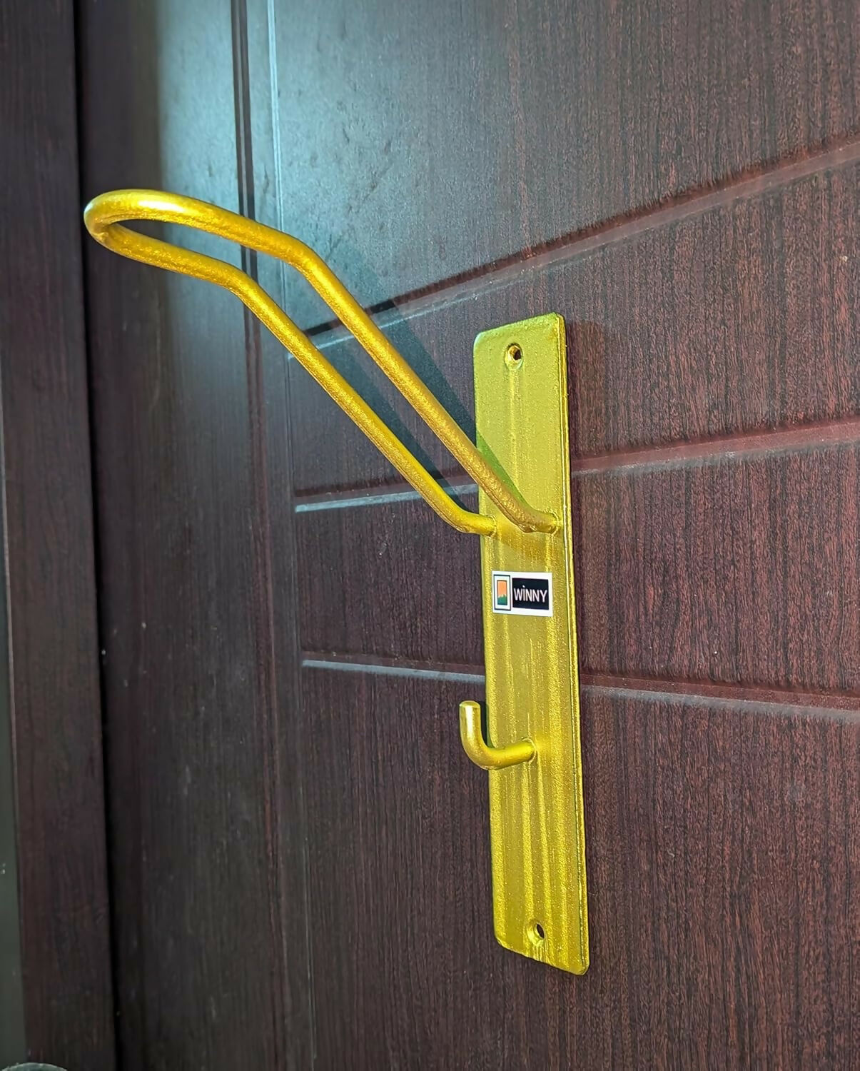 Heavy-Duty Multi-Purpose Door Helmet Holder, Metal Hook for Helmet, Laptop Bag, Jacket & Keys (Gold Finish) WiNNY