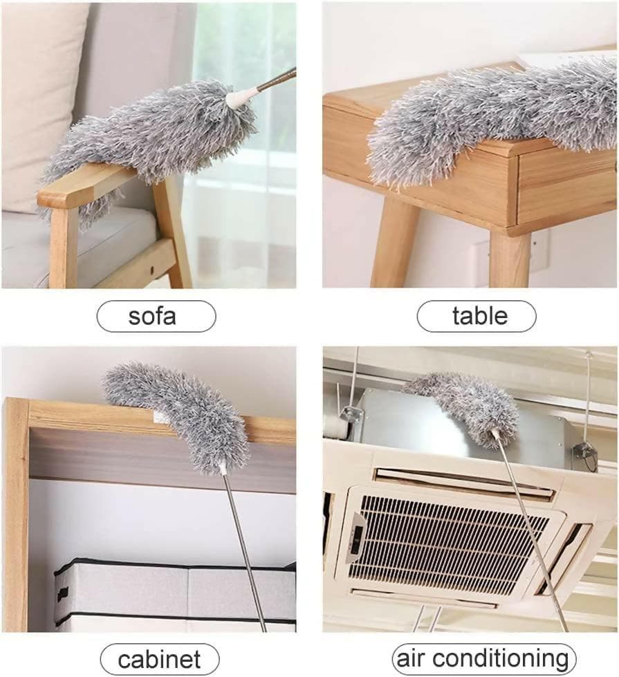 Microfiber Feather Duster Bendable & Extendable Fan Cleaning with Telescoping Extension Pole - HalfPe