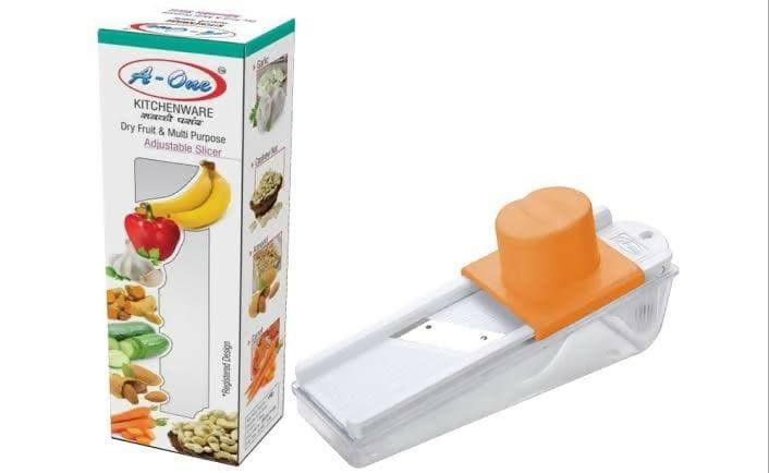 Adjustable Slicer Blade Handheld Plastic Dry Fruit Chocolate Salad Slicer Cheese Grater for Kitchen Almond Pista Badam Slicer Cutter, 17L x 5W cm (Plastic Multipurpose Slicer) - HalfPe