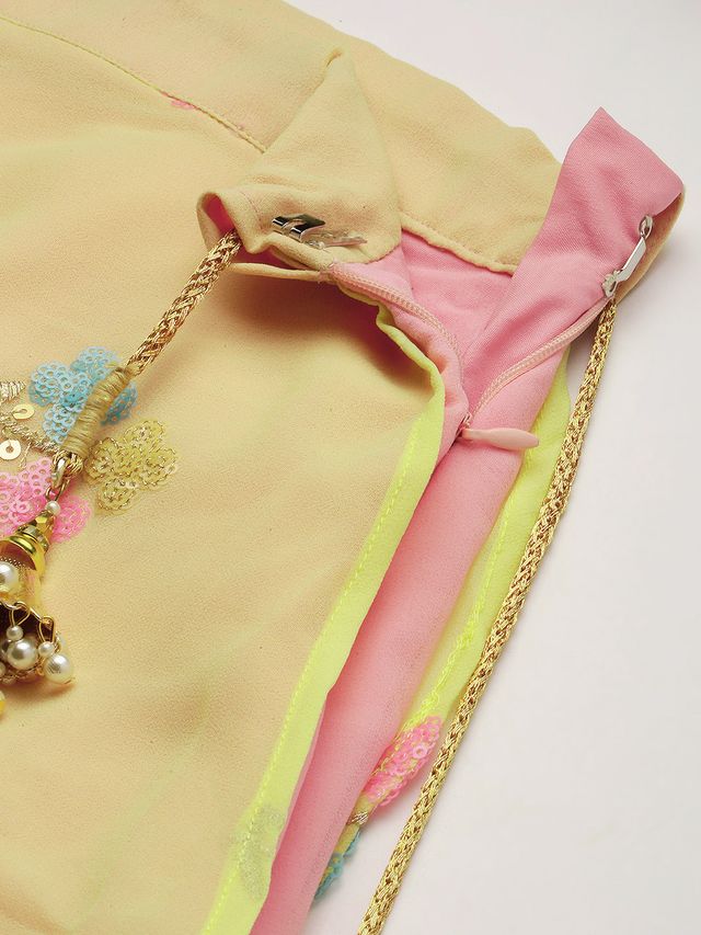 Bollywood Vogue Ready To Wear Yellow Georgette Embroidered Lehenga set