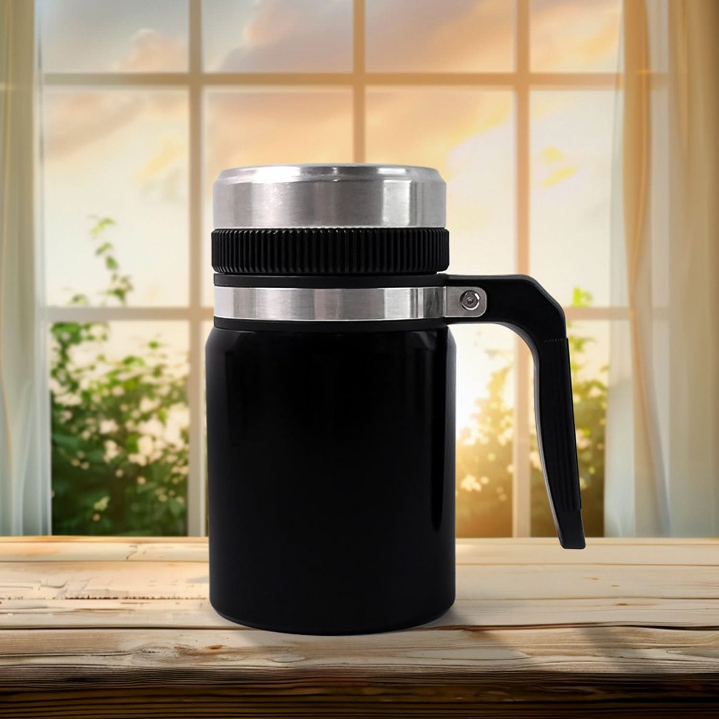Stainless Steel Vacuum Coffee Cup with Non-Slip & Anti-Scald Design (Approx. 600ml)