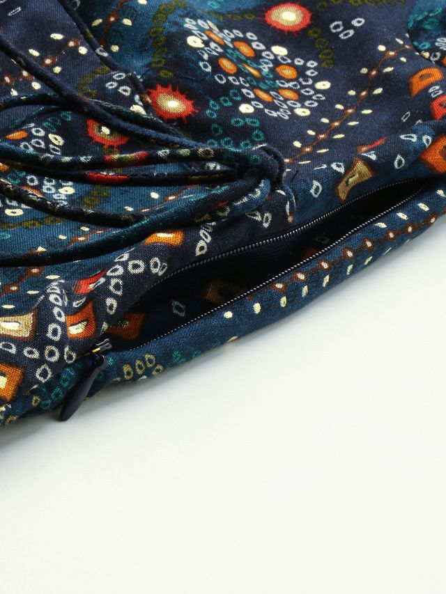 Bollywood Vogue Ready To Wear Dark Blue Printed Angarkha Gown