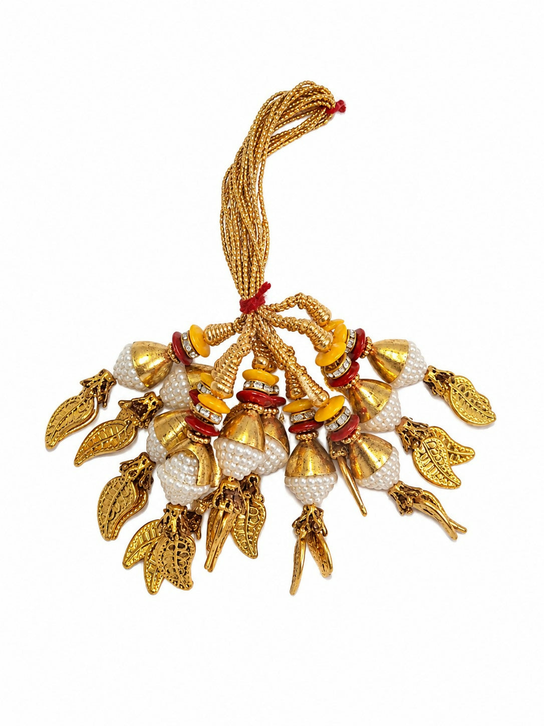 Traditional Designer Gold-Plated Pearl Lumba Rakhi for Bhabhi Pack of 4