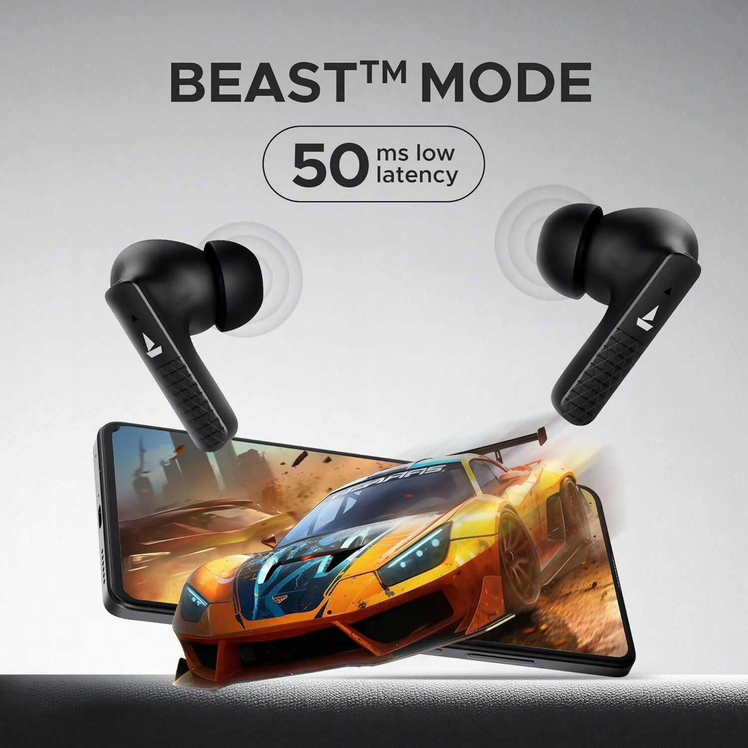 Boat Airdopes Primo in Ear HeadphoneTWS Earbuds with 45 Hours Playback, Fast Charge, Beast Mode, Dual Mics Enx, IPX Bluetooth Earbuds(Active Black)