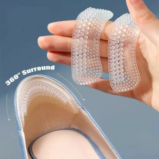 Silicone Heel Liner Grip Pads (Pack of 2 Pairs) - Anti-Slip Shoe Cushions for Blister Protection