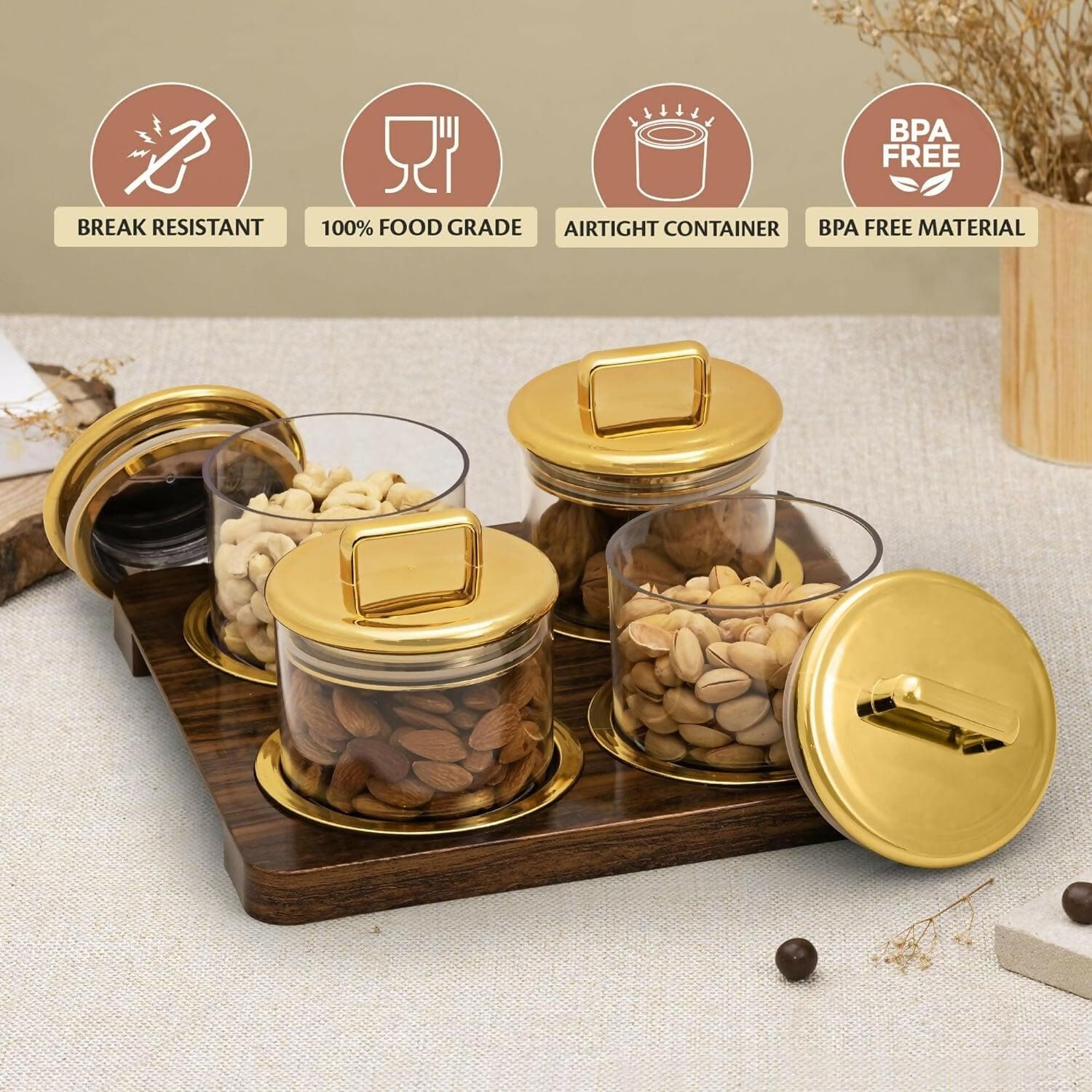 SELVEL Classic Airtight Dry Fruit Container Tray Set - 4 Containers (450ml Each) - HalfPe