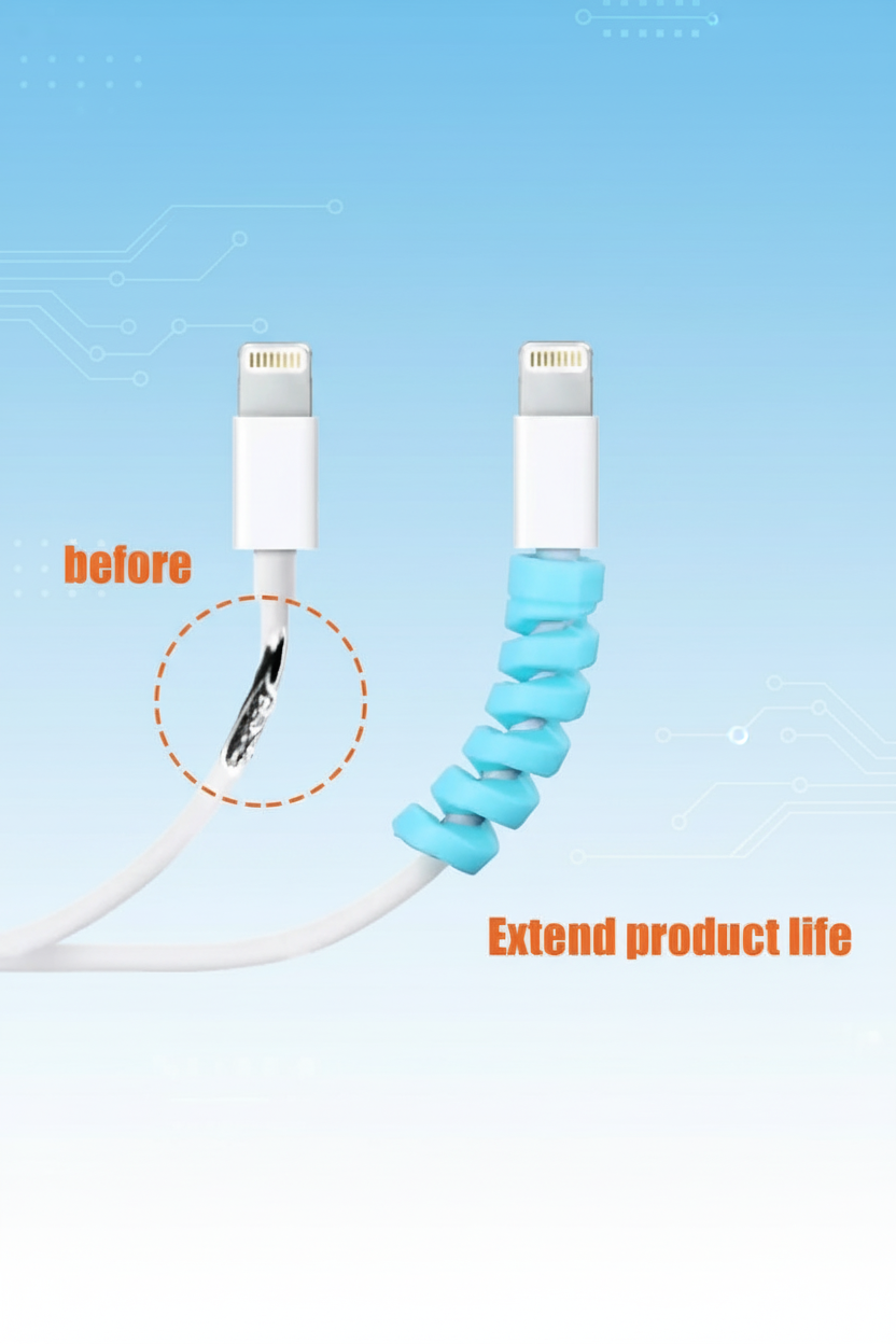 Silicone Spiral Cable Protector 4 Pcs (Wire Protector) For Charging Cables, Data Cables, Earphones (Multicolor) SUPER
