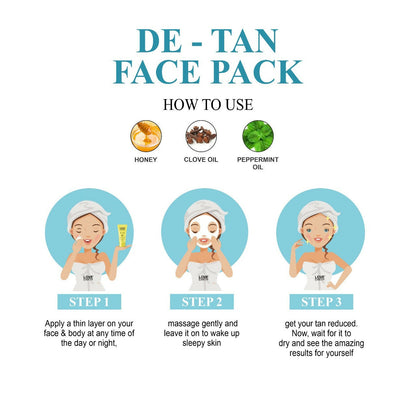 Love Earth De-Tan Face Pack For Instant Tan Removal Brightens & Smoothens All Skin Type 50G