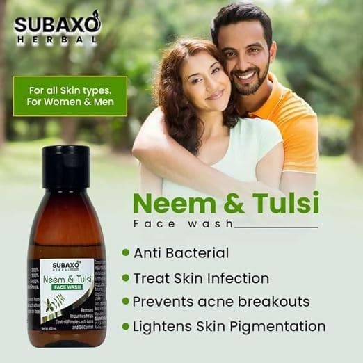 SUBAXO Neem & Tulsi Herbal Face Wash Remove Impurities Control Pimples & Acne (100ml) - HalfPe