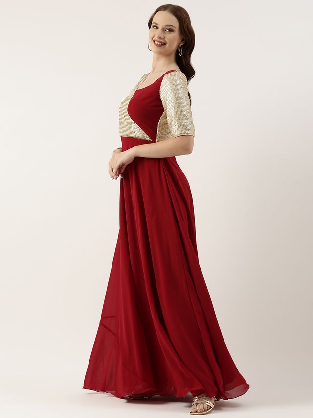 Bollywood Vogue Ready To Wear Silver Embroidered N Overlapping Style Gown