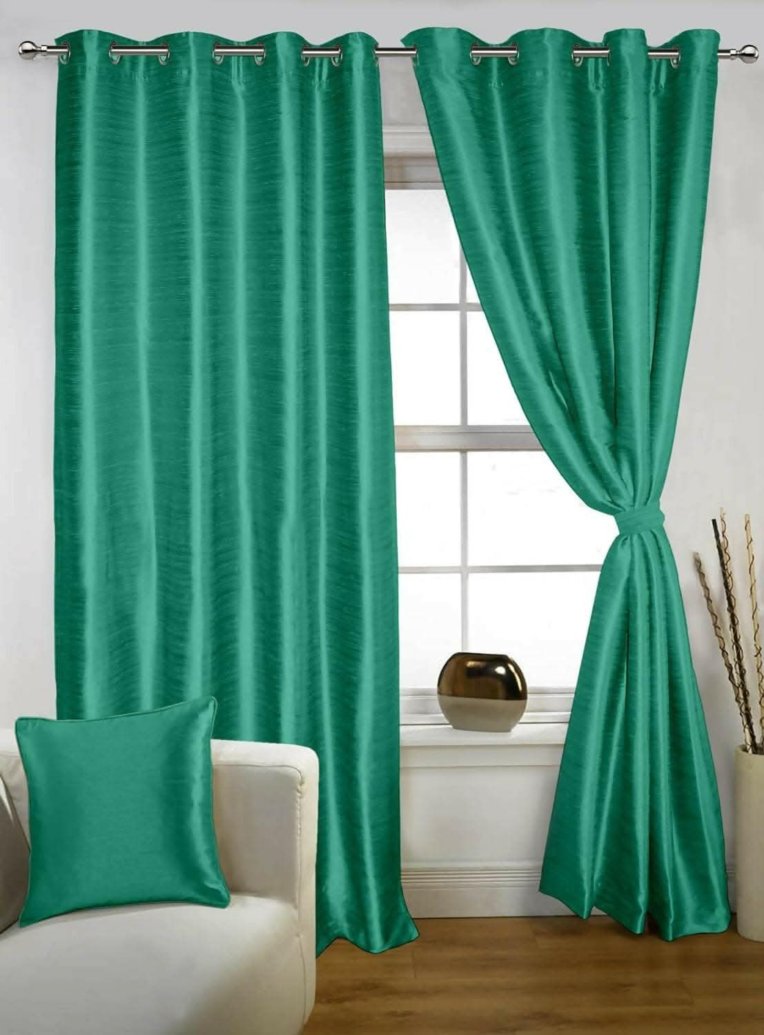 Lushomes Silk Curtain with Blackout Lining curtain for Living, Curtains & Drapes, (54 X 90 inches, Single piece) - HalfPe