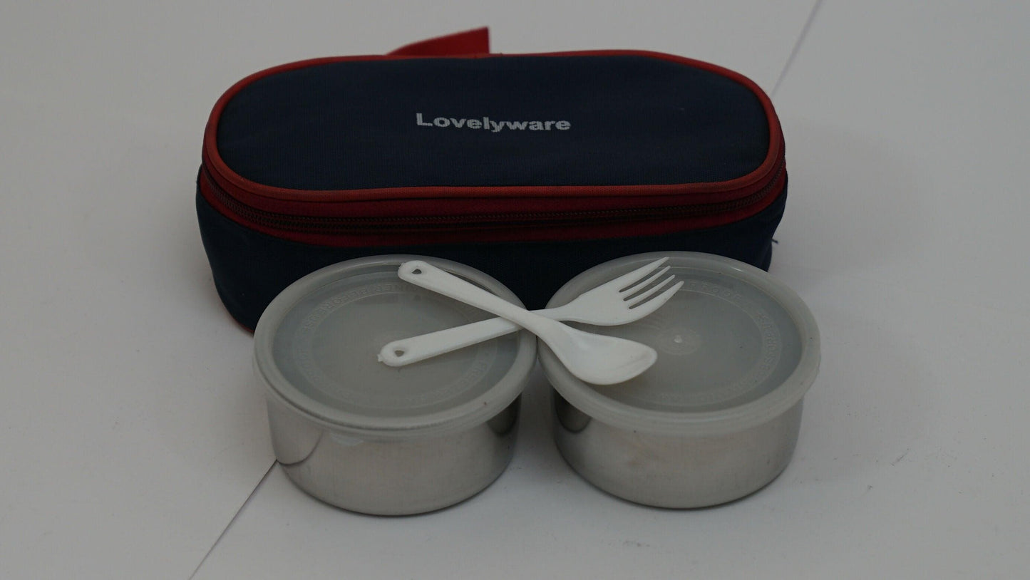 Capsule Lunch Box (300ml *2 Container With Bag) - HalfPe