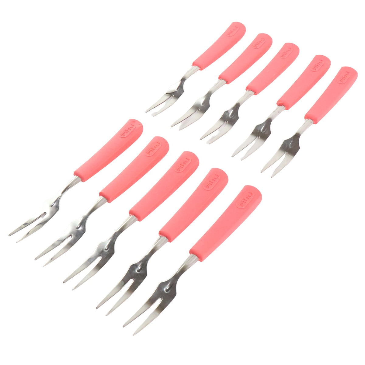 Premium Stainless Steel Fruit Fork Set  10 Pieces With Soft Non-slip Handle HP DD