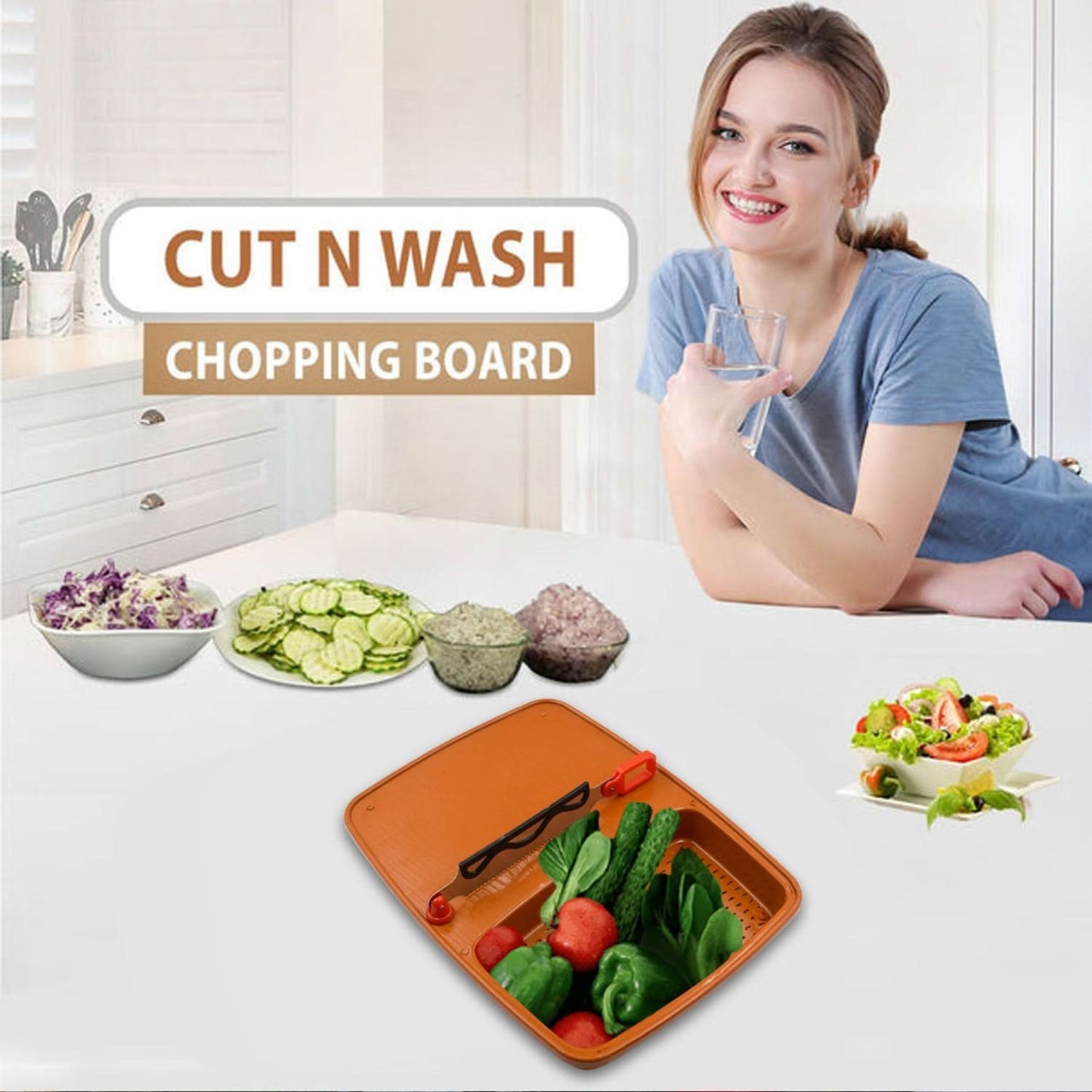 Versatile Cut and Wash Box & Tray for Kitchen Perfect for Fruits and Vegetable Prep