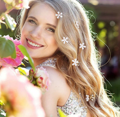 Mini Pearl Flower Hair Claw Clips Korean Style Cute Decorative Hair Accessories for Girls & Women (10 Pcs)