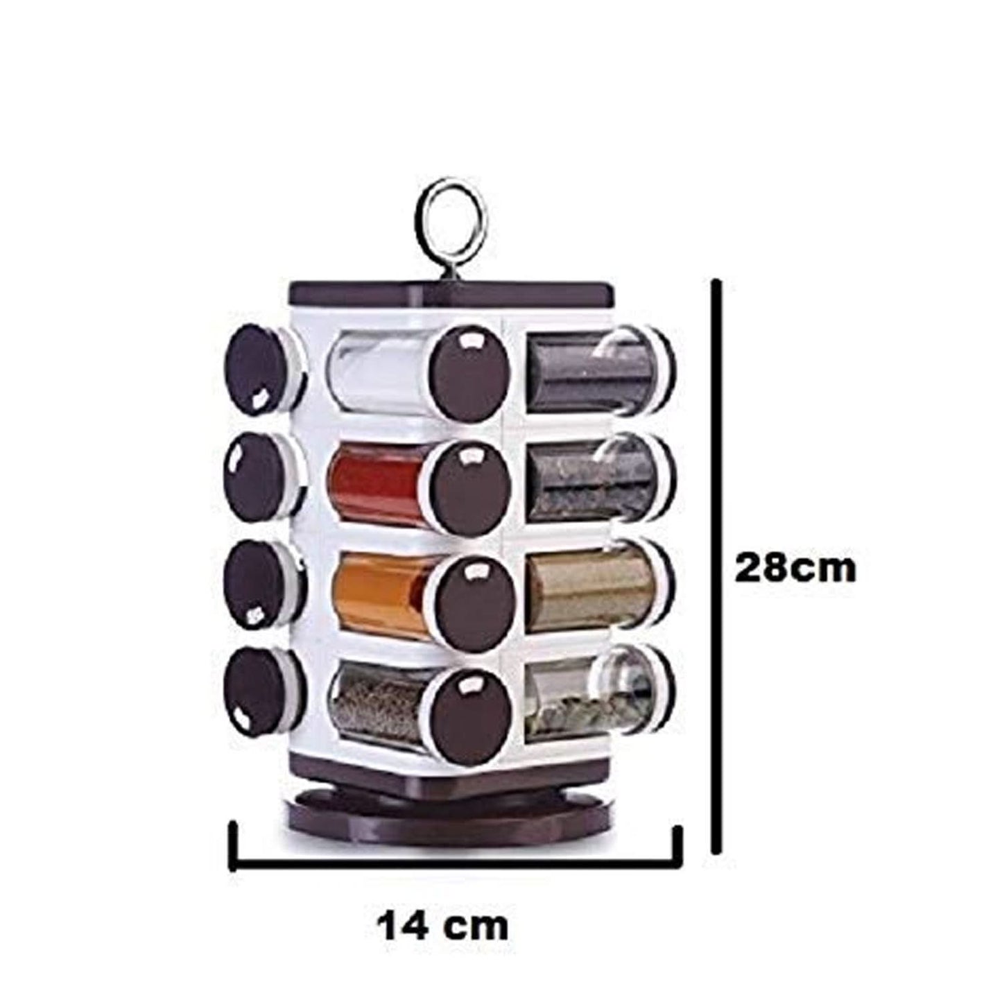 Ganesh Revolving Spice Rack 16 Plastic Dispensers (100ml Each)