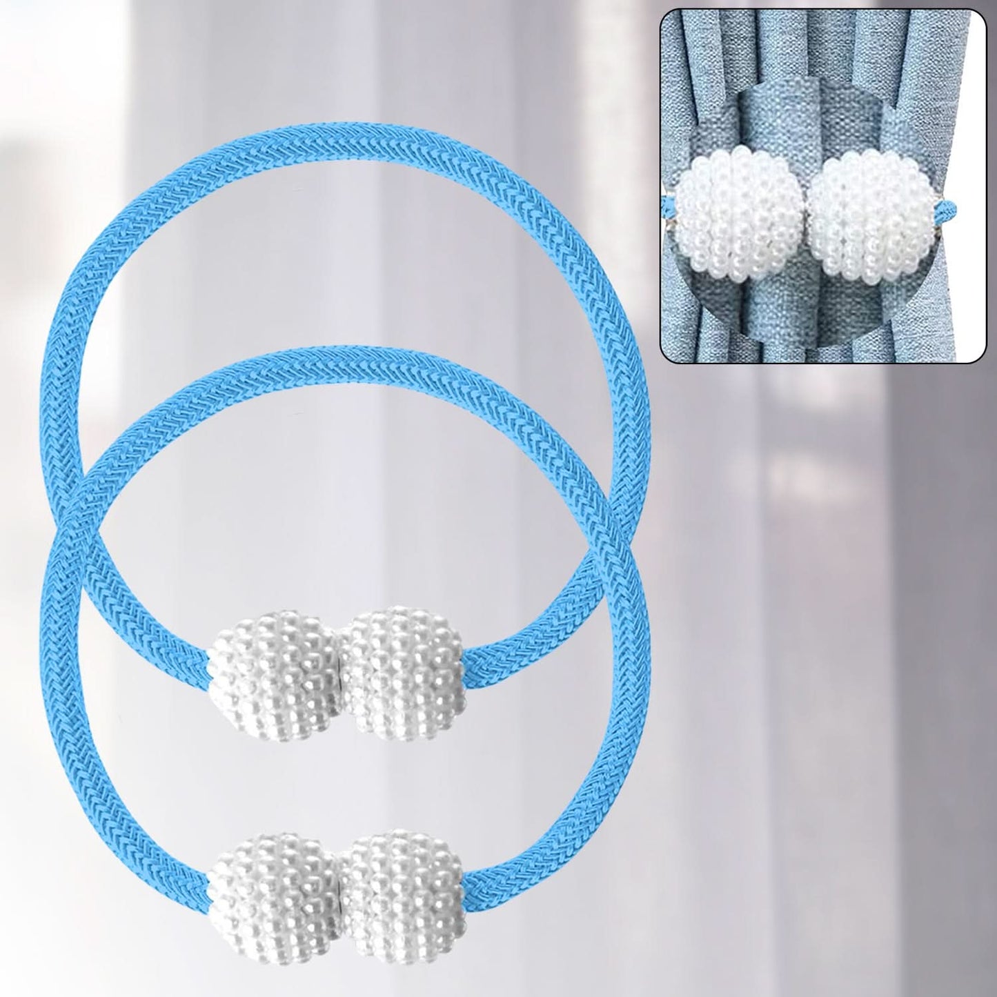 Polyester & Magnet Curtain Set – 2 Pcs Magnetic Window Curtains