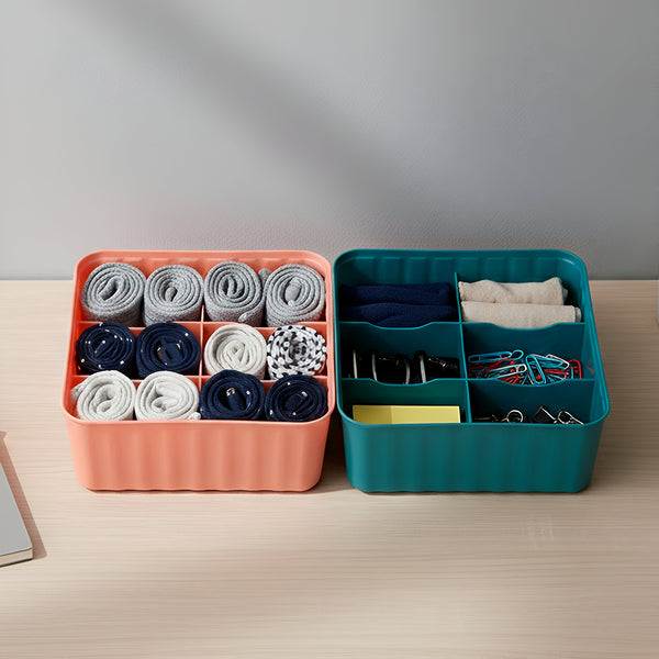 Square Organizer Box With 6 Compartments (Set Of 2)